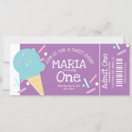 Convite Confeitos de Sorvete Doce Bilhete de Aniversário F