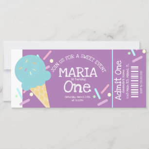 Convite Confeitos de Sorvete Doce Bilhete de Aniversário F