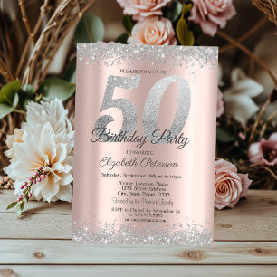 Convite Confete Brilhante Prata Rosa Dourado Aniversário d
