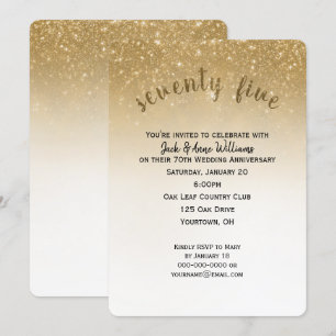 Convite confete cintilante aniversário de 75 anos de casam