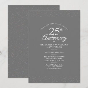 Convite Confete de Aniversário de Casamento de 25 Anos Sil
