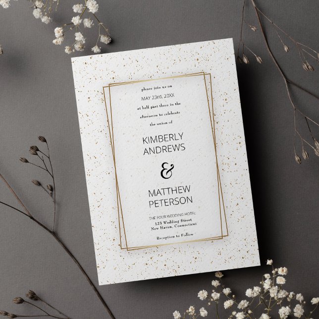 Convite Confete de ouro branco de luxo (Luxury white glam gold glitter confetti Wedding )