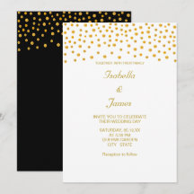 Confete de Ouro Elegante em Preto e Branco