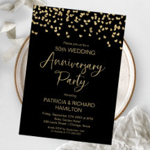 Confete de ouro negro aniversário de casamento