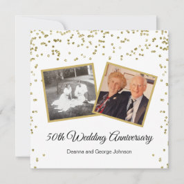 Convite Confete Dourado Aniversário de 50 Anos de Casament