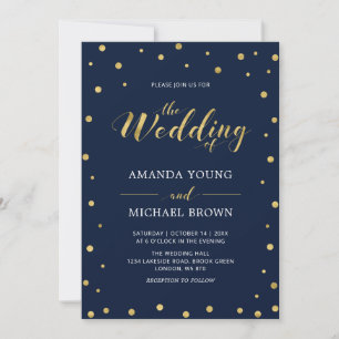 Convite Confete Dourado Cerimônia de Casamento com Tipog