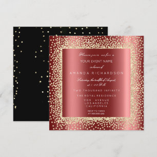 Convite Confete Dourado Champaigne Preto Burgundy