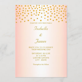 Convite Confete Dourado Chic em Rosa Dourado