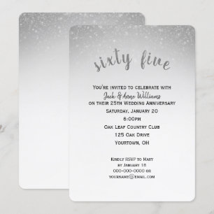 Convite confete glitter para 65º aniversário de casamento