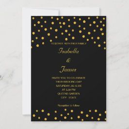 Convite Confete Preto Elegante Dourado