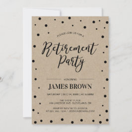 Convite Confete Preto & Kraft | Festa de Aposentadoria Mod