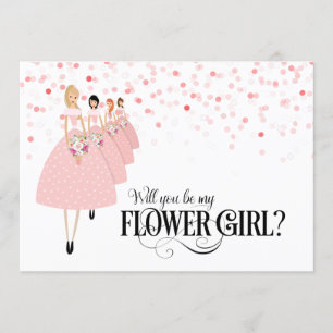 Convite Confete Rosa Você Será Minha Dama de Flores