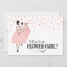 Convite Confete Rosa Você Será Minha Dama de Flores Étnica