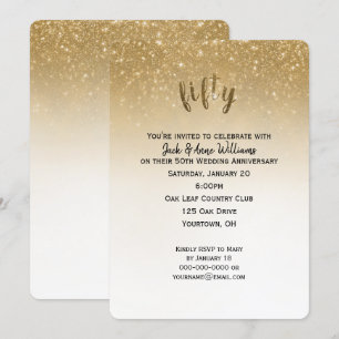 Convite confetes cintilantes aniversário de casamento 50 a