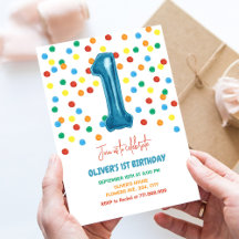 Confetes Coloridos Um Balão Aniversário de 1 Ano M