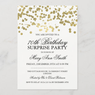 Convite Confetes da folha Dourado da festa de aniversário