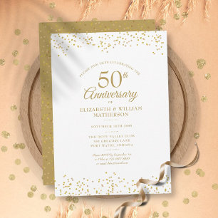 Convite Confetes de Aniversário de 50 Anos de Casamento em