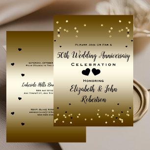 Convite Confetes de Aniversário de Bodas de Ouro 50º Anive