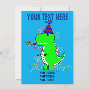 Convite Confetes de Aniversário de Dinossauro Fofo 