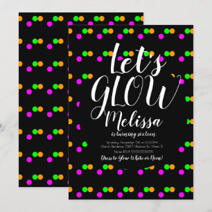 Convite Confetes de Aniversário Neon Brilho no Escuro Fest