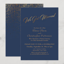 Confetes de Casamento Simples Navy e Dourado
