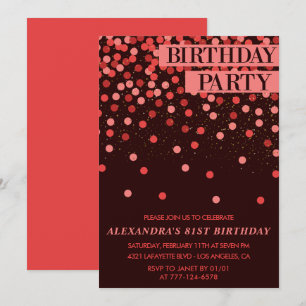 Convite Confetes de Purpurina Luxuosos para 81º aniversári