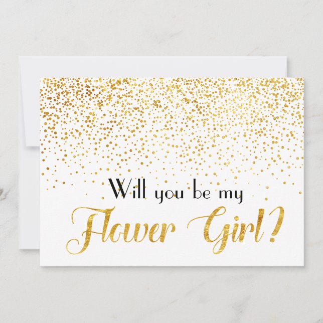 Convite Confetes Dourados do brilho você será meu florista (Frente)