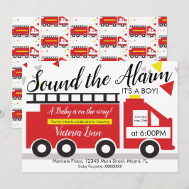 Convite Confetes para Chá de Bebê de Caminhão de Bombeiros
