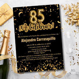 Convite Confetes Pretensiosos Espanhóis Preto e Dourado An