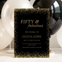 Confetes Preto e Dourado Quinquagésimo e Fantástic