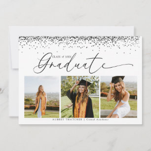 Convite Confetes Pretos    Colagem de Fotos Graduação
