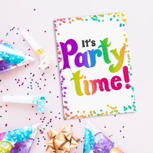 Convite Confetes Vibrantes É Hora de Festa! Celebração