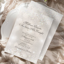 Convite Confeti de Glitter Champagne Prata para Casamento 