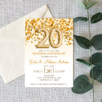 Confetti 20 de Casamento de Aniversário Dourado Co