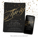 Convite Confetti 30 Black Dourado Faux Foil aniversário de<br><div class="desc">Confetti 30 Faux Faux Foil aniversário de 30 anos. Fontes de caligrafia de design de festa de aniversário elegante e na moda e confete! Esta design é elegante e eterno, perfeita para aquela celebração memorável. O texto é uma folha falsa que é simulada graficamente e não é real. A versão...</div>