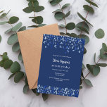 Convite Confetti azul marinho de aniversário<br><div class="desc">Um moderno,  elegante e convite. Um fundo azul marinho decorado com confete azul. Personalize e adicione um nome e detalhes. Texto branco.</div>