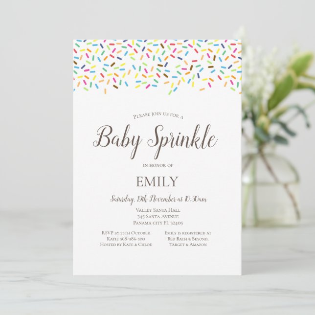 Convite Confetti Baby Sprinkle Invent - Chá de fraldas (Em pé/Frente)