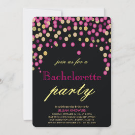 Convite Confetti Bachelorette Faux Pink Glitter Partido He