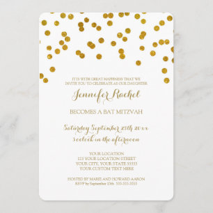 Convite Confetti Bat Mitzvah Dourado