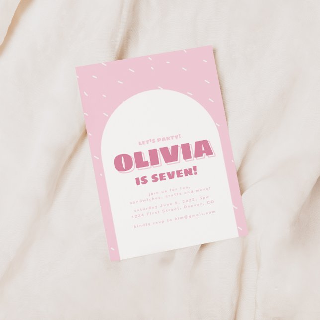 Convite Confetti Birthday - Confetti Rosa do Partido do va (Criador carregado)