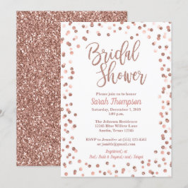 Convite Confetti Chá de panela rosa Dourado Glitter Confet