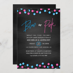 Convite Confetti Chalkboard Blue ou Pink