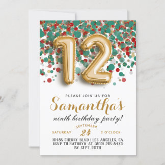 Convite Confetti de Aniversário de 12