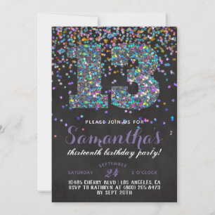 Convite Confetti de Aniversário de 13