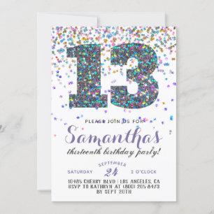 Convite Confetti de Aniversário de 13