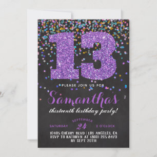 Convite Confetti de Aniversário de 13