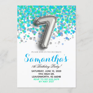 Convite Confetti de Aniversário de 7