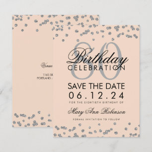 Convite Confetti de Data de Salvamento de Aniversário do 8