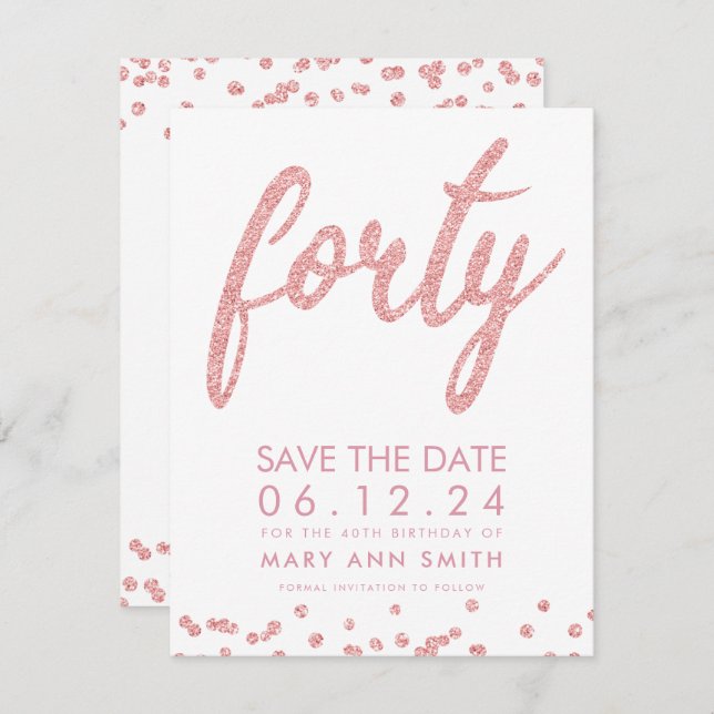 Convite Confetti de Data de Salvamento do aniversário de 4 (Frente/Verso)