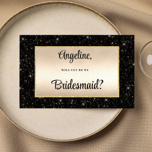 Convite Confetti de dourado preto elegante Bridesmaid